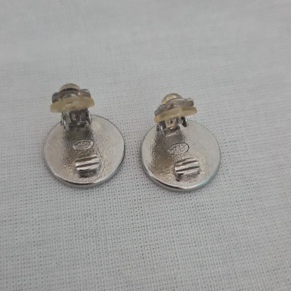 Authentic Chanel CC Silver Button Earrings - Picture 6 of 10